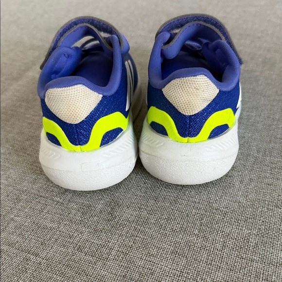 Adidas toddler Runfalcon 5 Blue and White Sneakers with Neon Accents - Picture 3 of 6